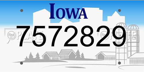 7572829 Iowa License Plate