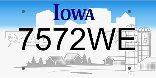 7572WE Iowa License Plate