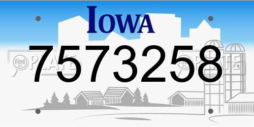 7573258 Iowa License Plate