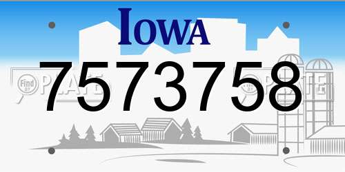 7573758 Iowa License Plate