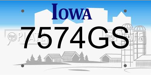 7574GS Iowa License Plate