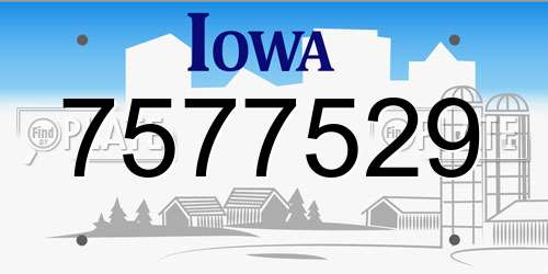 7577529 Iowa License Plate