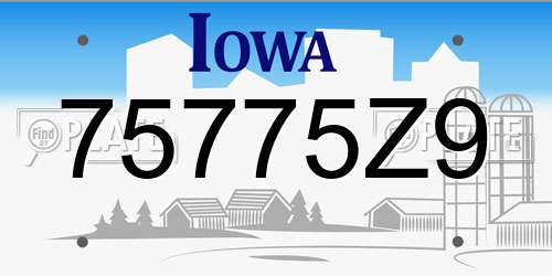 75775Z9 Iowa License Plate