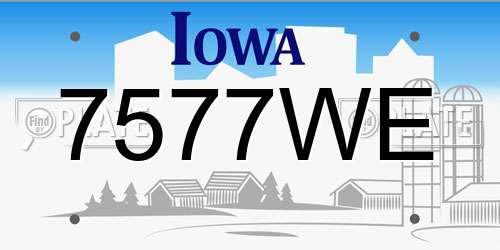 7577WE Iowa License Plate