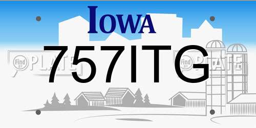 757ITG Iowa License Plate