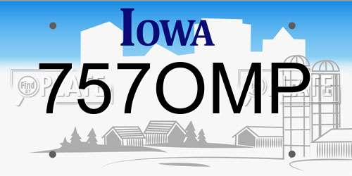 757OMP Iowa License Plate
