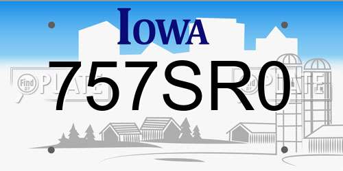 757SR0 Iowa License Plate