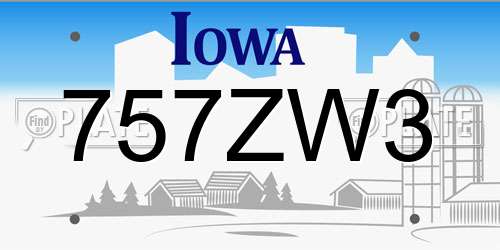 757ZW3 Iowa License Plate