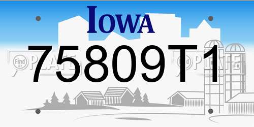 75809T1 Iowa License Plate