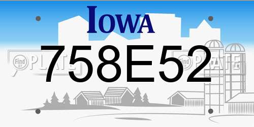 758E52 Iowa License Plate