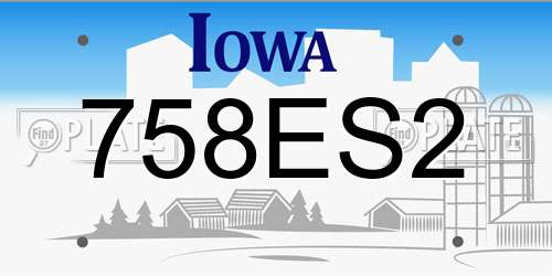 758ES2 Iowa License Plate