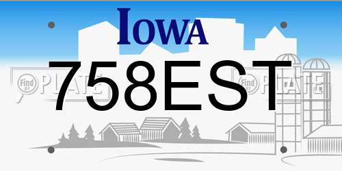 758EST Iowa License Plate