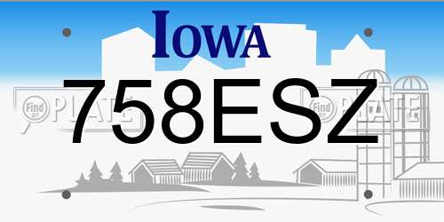 758ESZ Iowa License Plate
