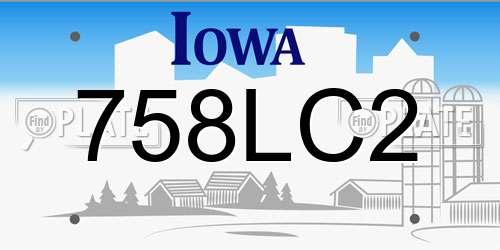 758LC2 Iowa License Plate