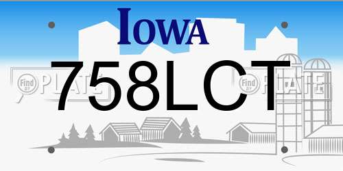 758LCT Iowa License Plate