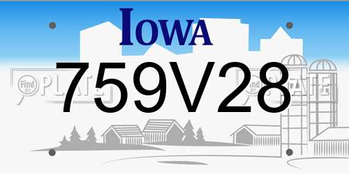 759V28 Iowa License Plate
