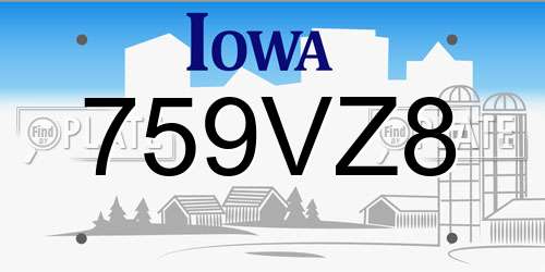 759VZ8 Iowa License Plate