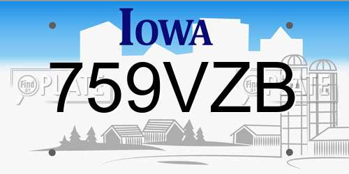 759VZB Iowa License Plate