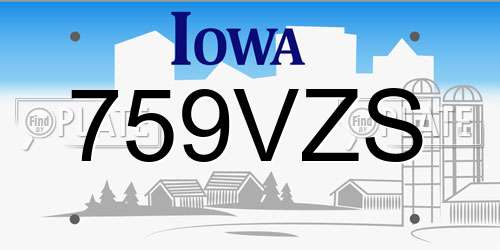 759VZS Iowa License Plate