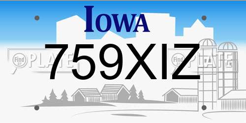 759XIZ Iowa License Plate