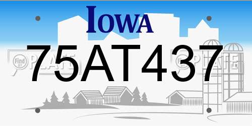 75AT437 Iowa License Plate