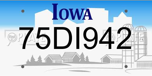 75DI942 Iowa License Plate