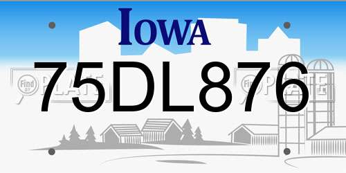 75DL876 Iowa License Plate
