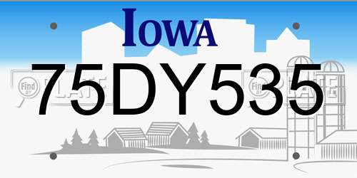 75DY535 Iowa License Plate
