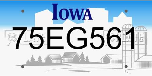 75EG561 Iowa License Plate