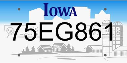 75EG861 Iowa License Plate