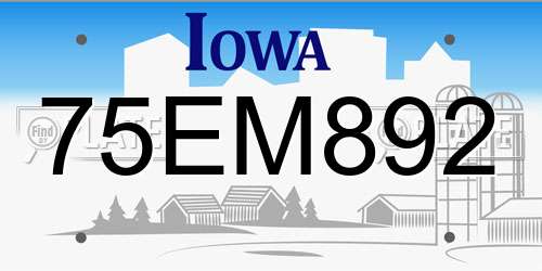 75EM892 Iowa License Plate