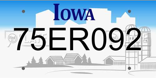 75ER092 Iowa License Plate