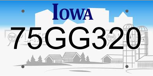 75GG320 Iowa License Plate