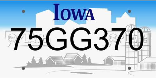 75GG370 Iowa License Plate