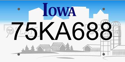 75KA688 Iowa License Plate