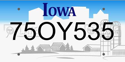 75OY535 Iowa License Plate
