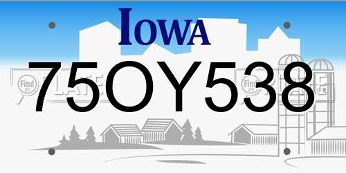 75OY538 Iowa License Plate