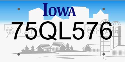 75QL576 Iowa License Plate