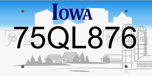 75QL876 Iowa License Plate