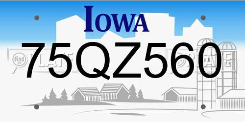 75QZ560 Iowa License Plate