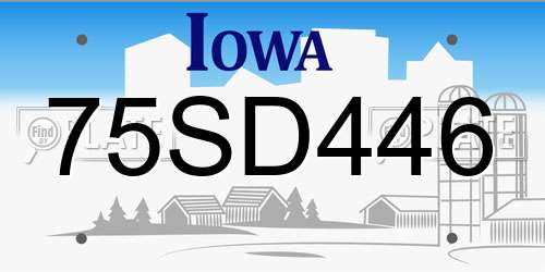 75SD446 Iowa License Plate
