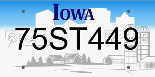75ST449 Iowa License Plate
