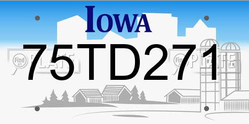 75TD271 Iowa License Plate
