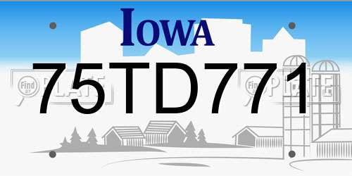 75TD771 Iowa License Plate
