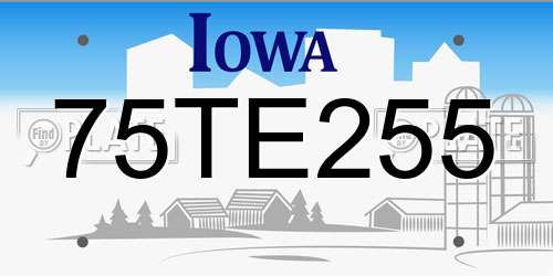 75TE255 Iowa License Plate