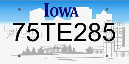 75TE285 Iowa License Plate