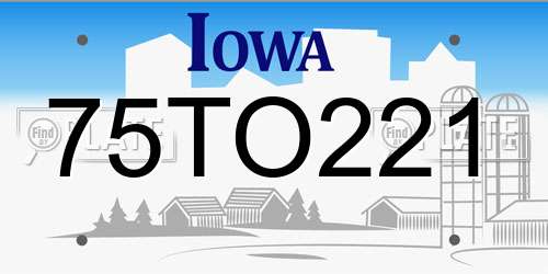 75TO221 Iowa License Plate