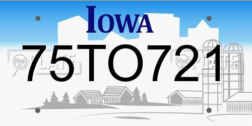 75TO721 Iowa License Plate