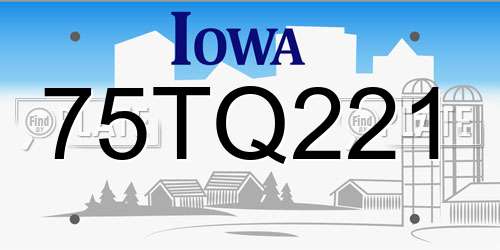 75TQ221 Iowa License Plate