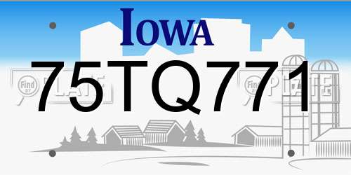 75TQ771 Iowa License Plate